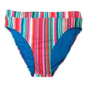 Next NWT Women’s Tavarua High Waist High Leg Bold Colorful Stripe Swim Bottom LG